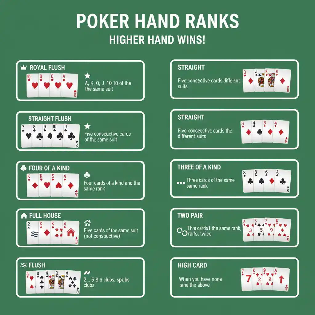 Poker hand ranks (best → worst)